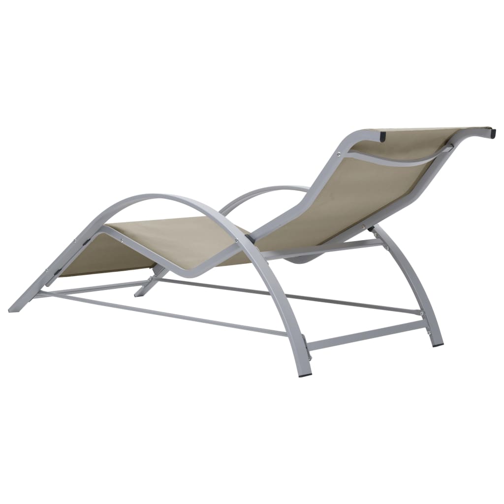 Sun Loungers 2 pcs with Table Aluminium Cream- Sunloungers - HomeShopIreland - Home Shop Ireland - Sunloungers - Sun Loungers 2 pcs with Table Aluminium Cream