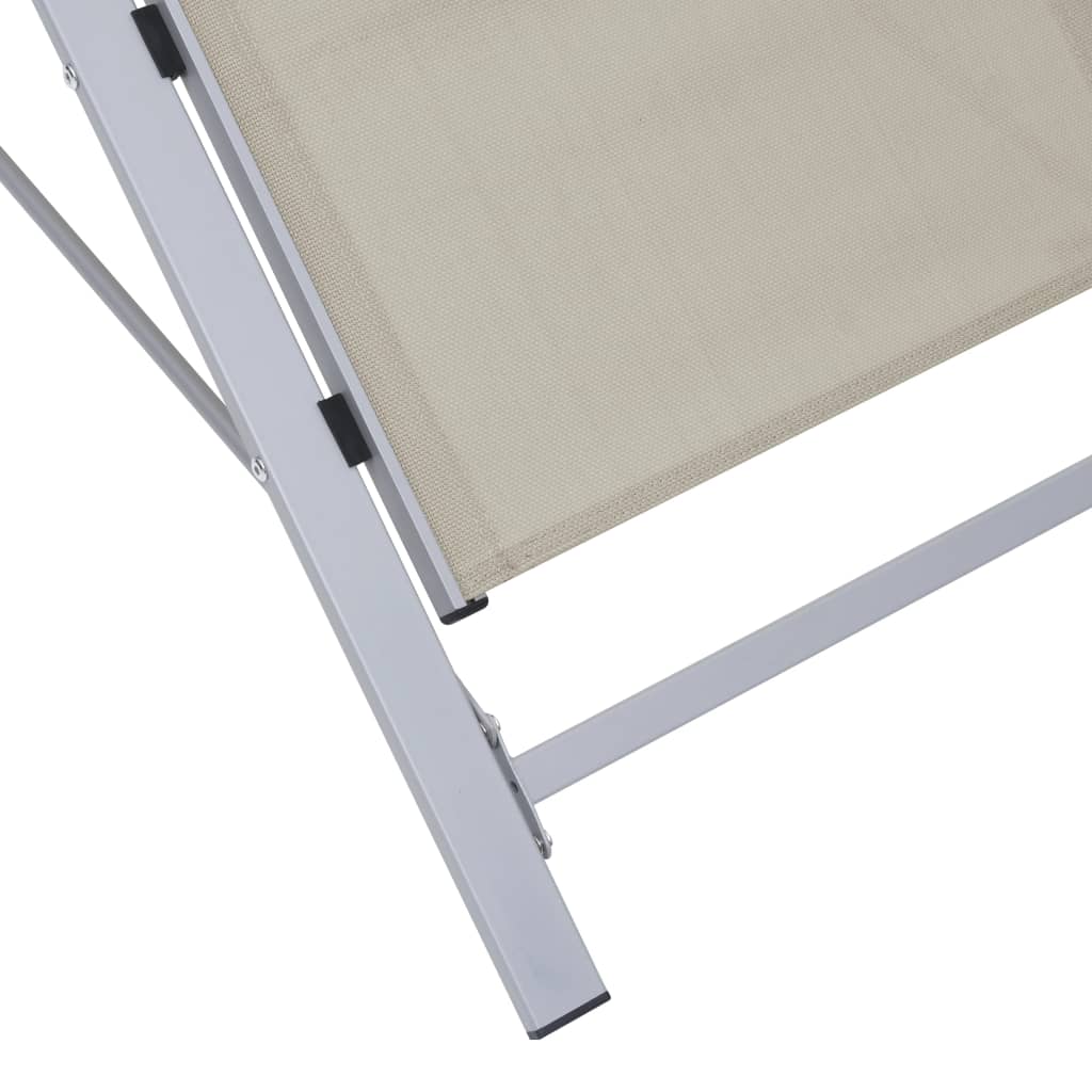 Sun Loungers 2 pcs with Table Aluminium Cream- Sunloungers - HomeShopIreland - Home Shop Ireland - Sunloungers - Sun Loungers 2 pcs with Table Aluminium Cream
