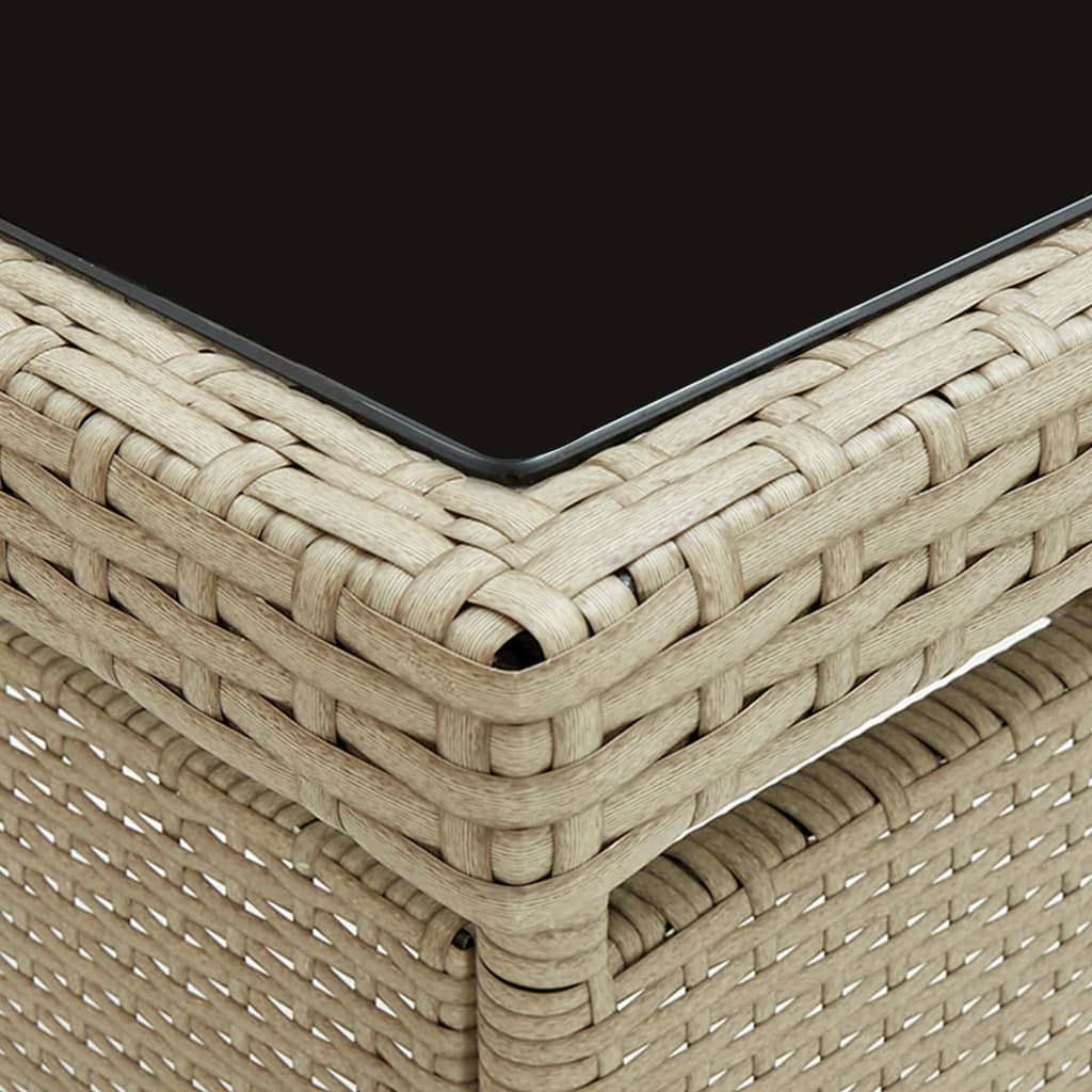 Outdoor Dining Table Beige Poly Rattan and Glass- Outdoor Tables - HomeShopIreland - Home Shop Ireland - Outdoor Tables - Outdoor Dining Table Beige Poly Rattan and Glass