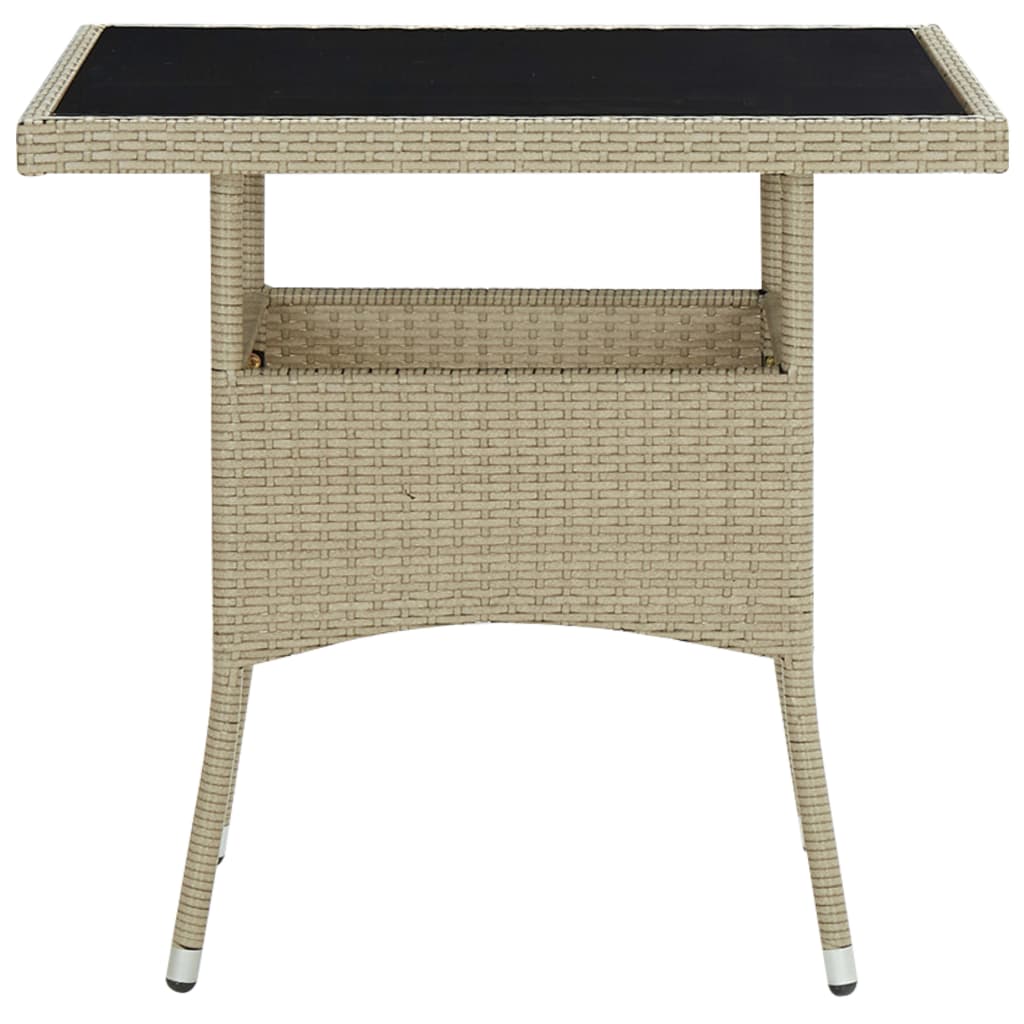 Outdoor Dining Table Beige Poly Rattan and Glass- Outdoor Tables - HomeShopIreland - Home Shop Ireland - Outdoor Tables - Outdoor Dining Table Beige Poly Rattan and Glass