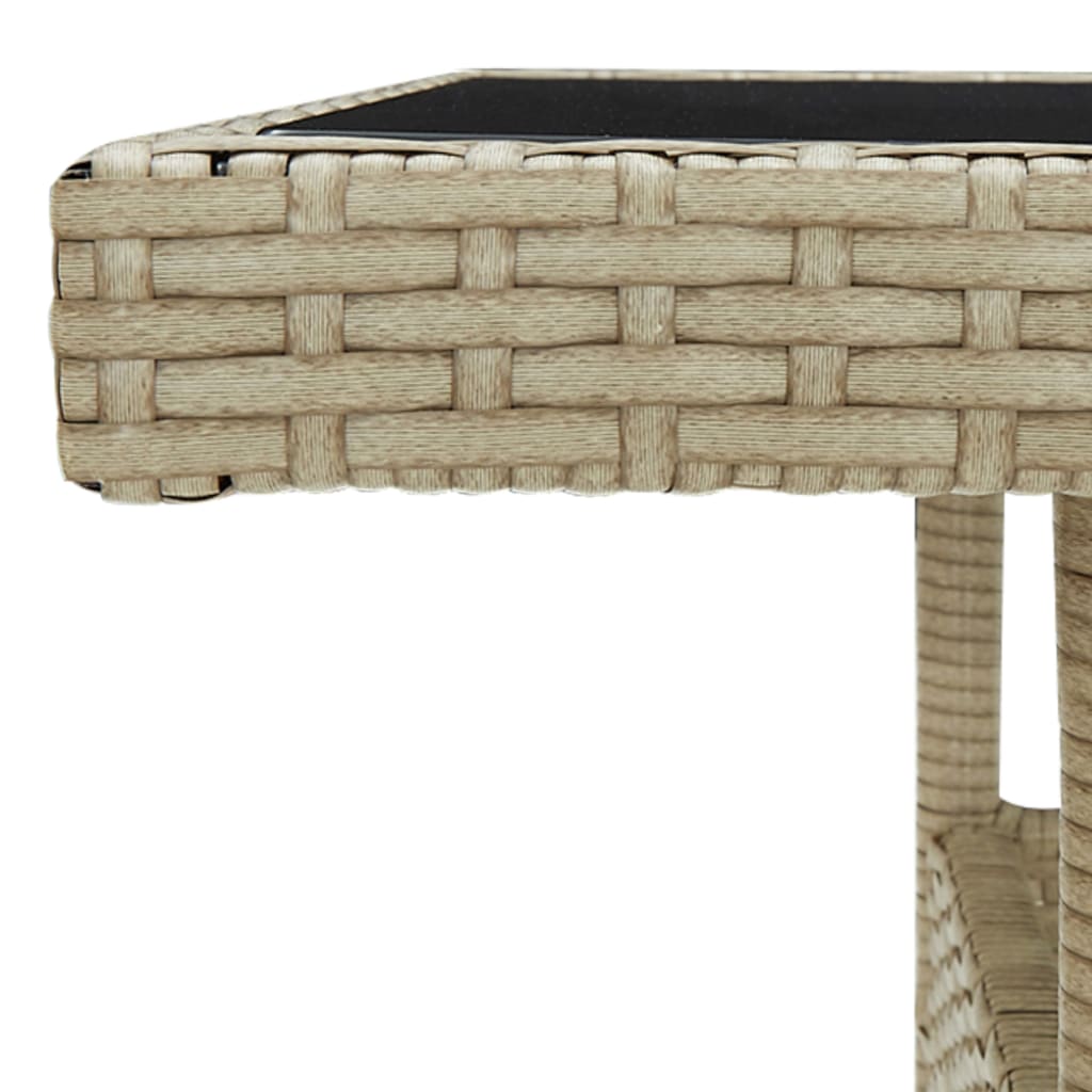 Outdoor Dining Table Beige Poly Rattan and Glass- Outdoor Tables - HomeShopIreland - Home Shop Ireland - Outdoor Tables - Outdoor Dining Table Beige Poly Rattan and Glass