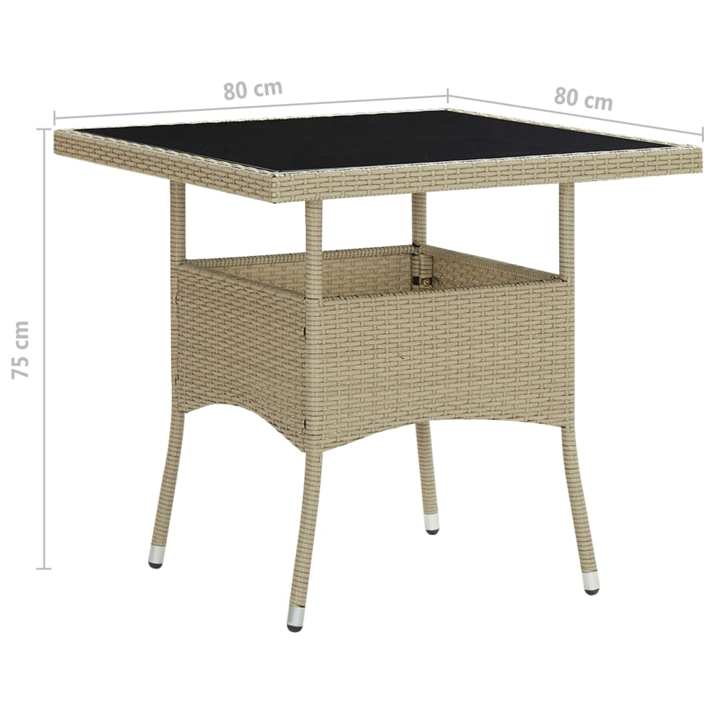 Outdoor Dining Table Beige Poly Rattan and Glass- Outdoor Tables - HomeShopIreland - Home Shop Ireland - Outdoor Tables - Outdoor Dining Table Beige Poly Rattan and Glass