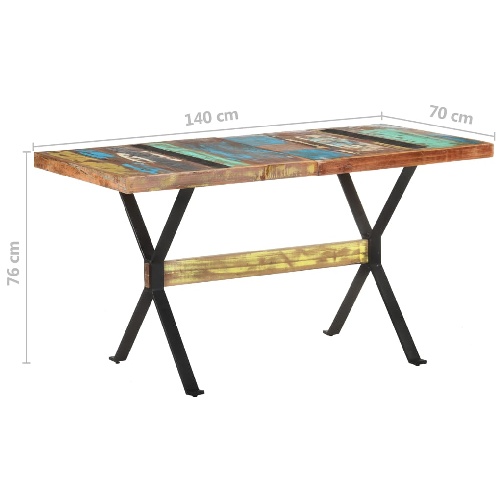Dining Table 140x70x76 cm Solid Reclaimed Wood- Kitchen & Dining Room Tables - HomeShopIreland - Home Shop Ireland - Kitchen & Dining Room Tables - Dining Table 140x70x76 cm Solid Reclaimed Wood