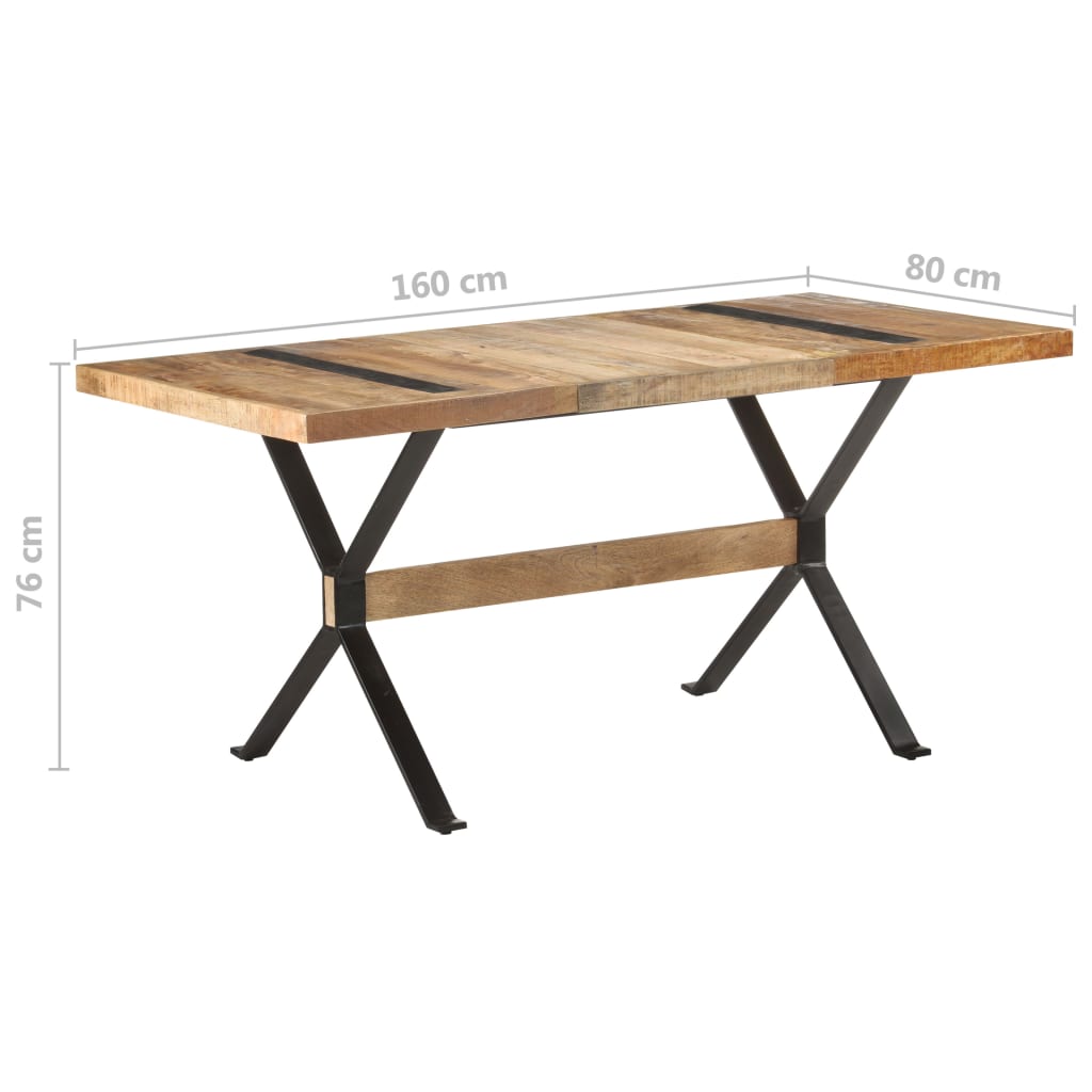 Dining Table 160x80x76 cm Rough Mango Wood- Kitchen & Dining Room Tables - HomeShopIreland - Home Shop Ireland - Kitchen & Dining Room Tables - Dining Table 160x80x76 cm Rough Mango Wood