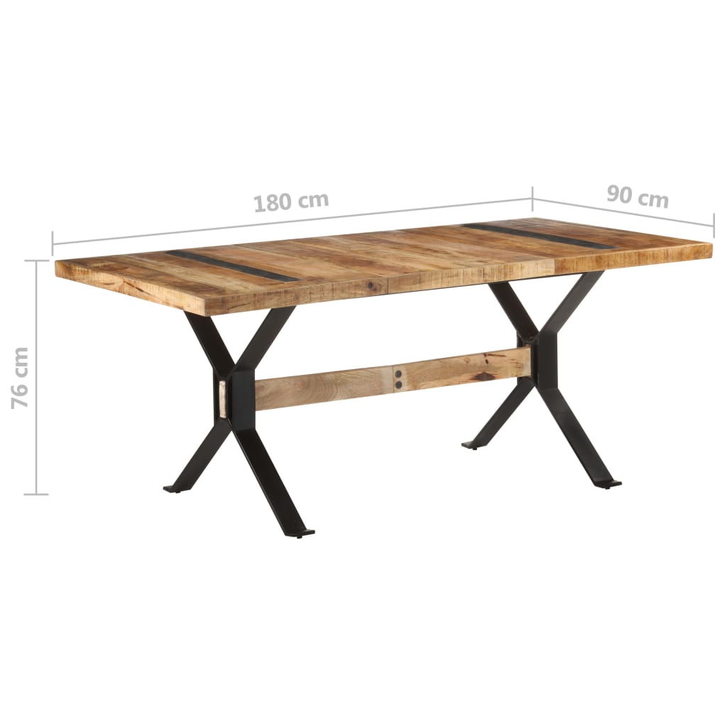 Dining Table 180x90x76 cm Rough Mango Wood- Kitchen & Dining Room Tables - HomeShopIreland - Home Shop Ireland - Kitchen & Dining Room Tables - Dining Table 180x90x76 cm Rough Mango Wood