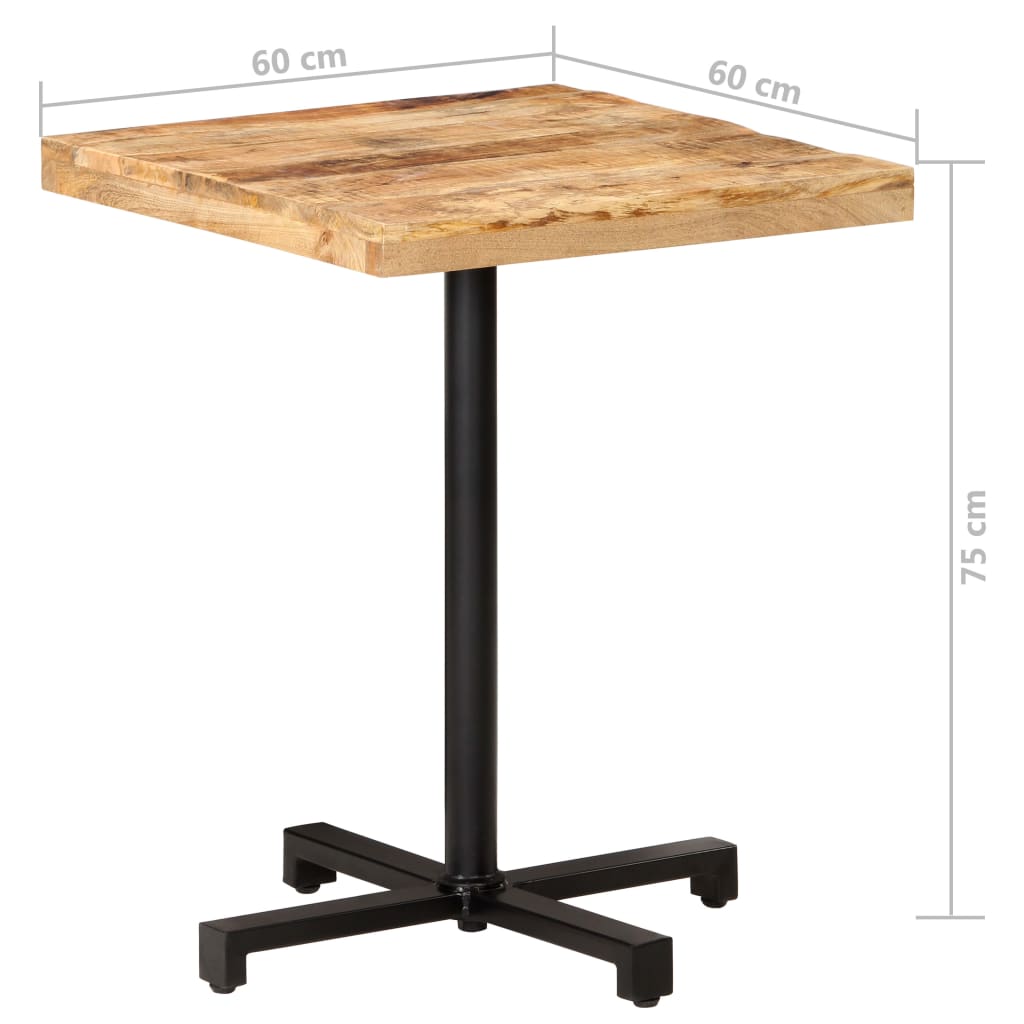 Bistro Table Square 60x60x75 cm Rough Mango Wood- Kitchen & Dining Room Tables - HomeShopIreland - Home Shop Ireland - Kitchen & Dining Room Tables - Bistro Table Square 60x60x75 cm Rough Mango Wood