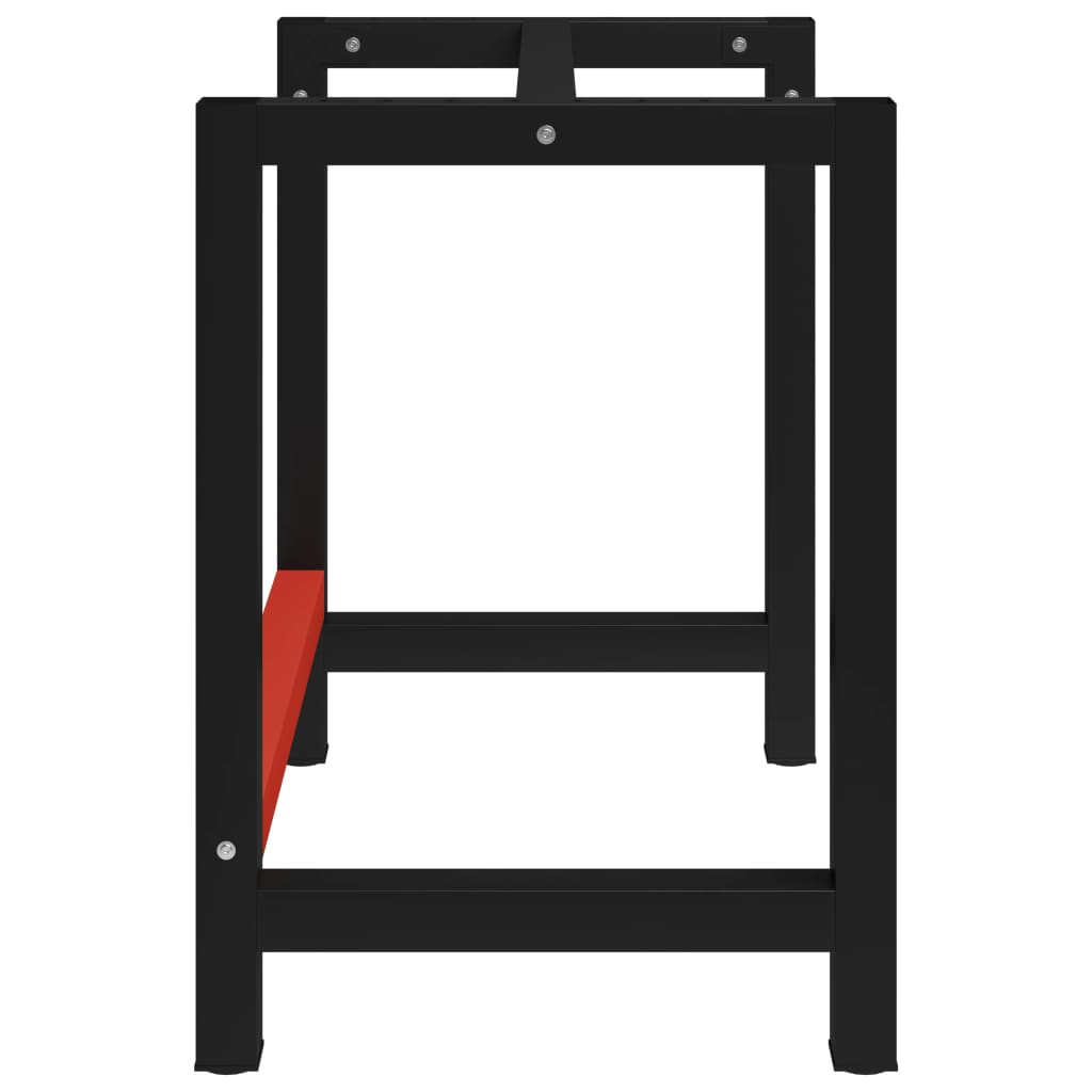 Work Bench Frame Metal 80x57x79 cm Black and Red- Table Legs - HomeShopIreland - Home Shop Ireland - Table Legs - Work Bench Frame Metal 80x57x79 cm Black and Red