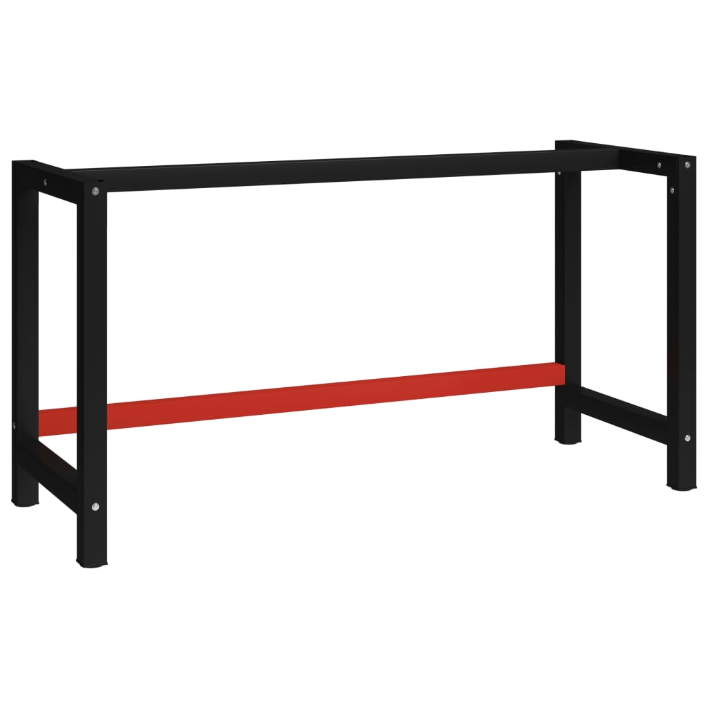 Work Bench Frame Metal 150x57x79 cm Black and Red- Table Legs - HomeShopIreland - Home Shop Ireland - Table Legs - Work Bench Frame Metal 150x57x79 cm Black and Red