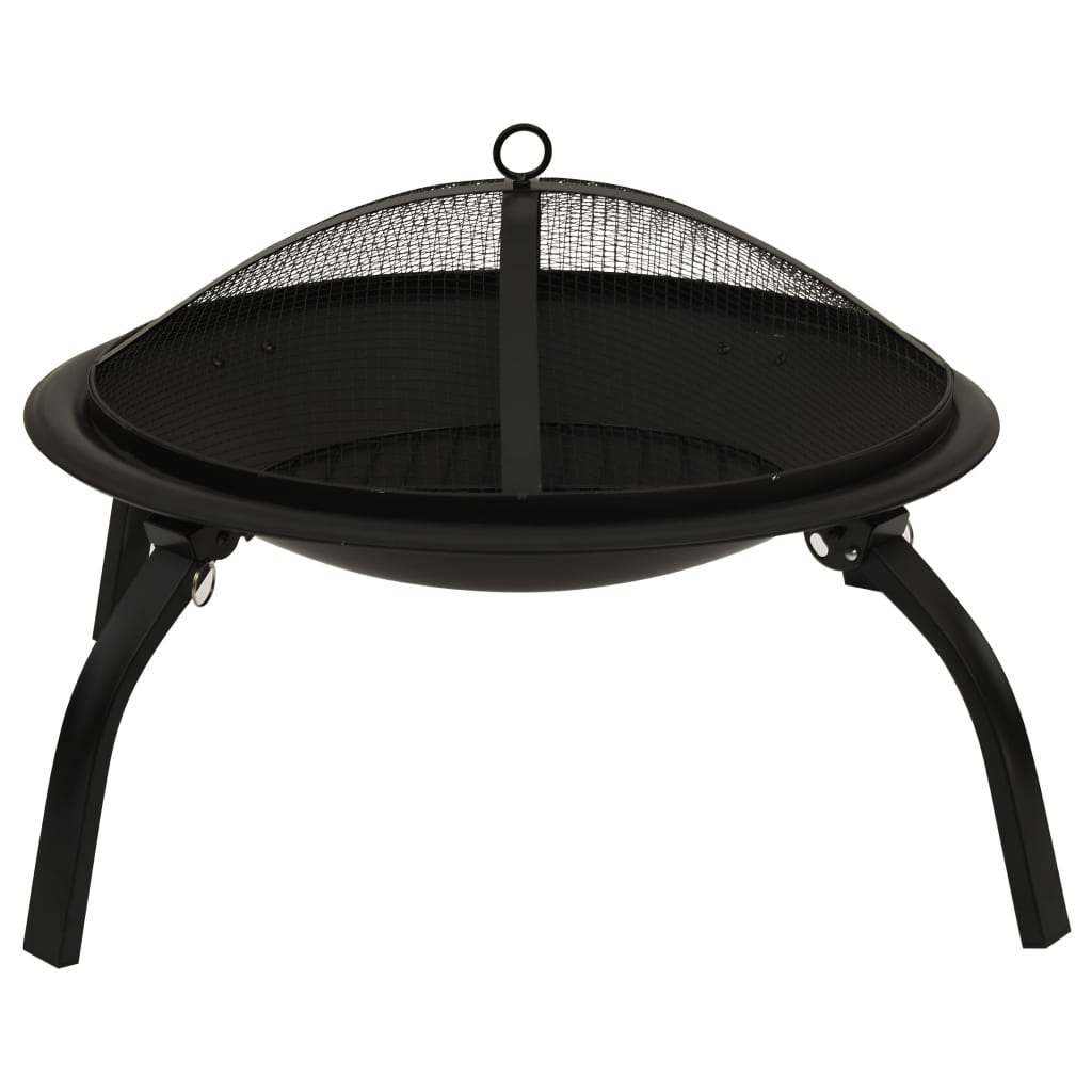 2-in-1 Fire Pit and BBQ with Poker 56x56x49 cm Steel- Fireplaces - HomeShopIreland - Home Shop Ireland - Fireplaces - 2-in-1 Fire Pit and BBQ with Poker 56x56x49 cm Steel