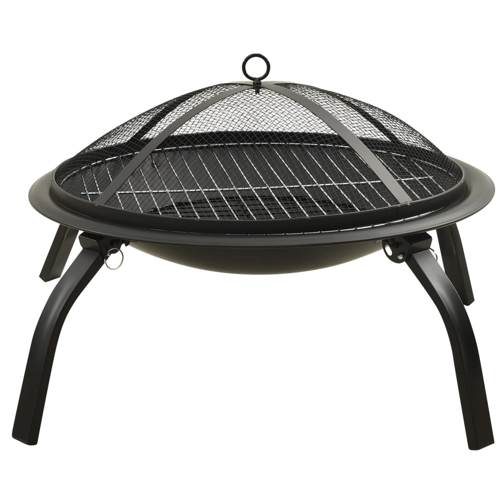 2-in-1 Fire Pit and BBQ with Poker 56x56x49 cm Steel- Fireplaces - HomeShopIreland - Home Shop Ireland - Fireplaces - 2-in-1 Fire Pit and BBQ with Poker 56x56x49 cm Steel