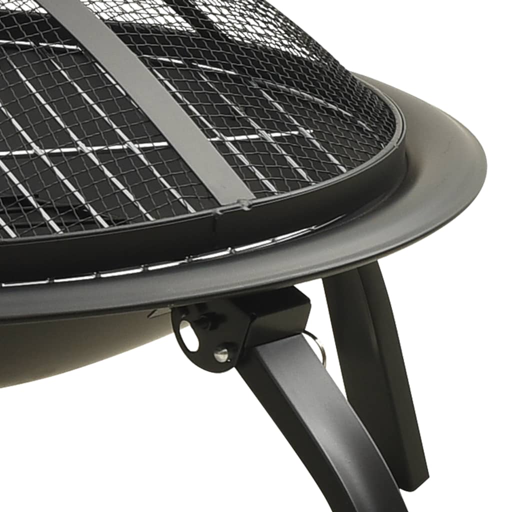 2-in-1 Fire Pit and BBQ with Poker 56x56x49 cm Steel- Fireplaces - HomeShopIreland - Home Shop Ireland - Fireplaces - 2-in-1 Fire Pit and BBQ with Poker 56x56x49 cm Steel