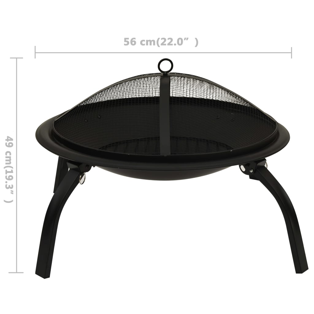 2-in-1 Fire Pit and BBQ with Poker 56x56x49 cm Steel- Fireplaces - HomeShopIreland - Home Shop Ireland - Fireplaces - 2-in-1 Fire Pit and BBQ with Poker 56x56x49 cm Steel