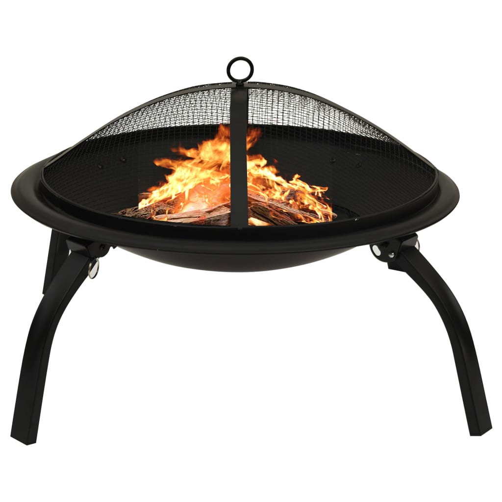2-in-1 Fire Pit and BBQ with Poker 56x56x49 cm Steel- Fireplaces - HomeShopIreland - Home Shop Ireland - Fireplaces - 2-in-1 Fire Pit and BBQ with Poker 56x56x49 cm Steel
