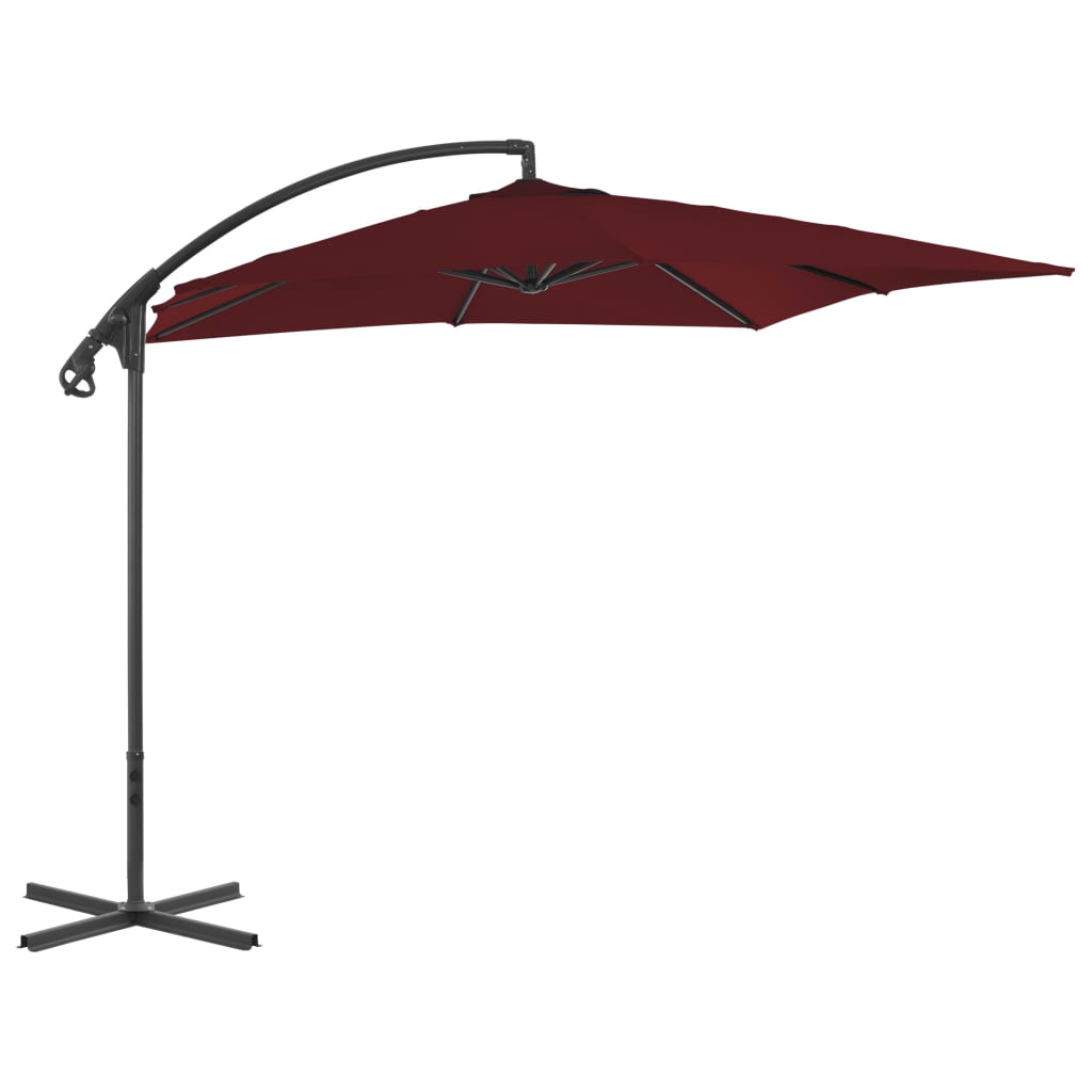 Cantilever Umbrella with Steel Pole 250x250 cm Wine Red- Outdoor Umbrellas & Sunshades - HomeShopIreland - Home Shop Ireland - Outdoor Umbrellas & Sunshades - Cantilever Umbrella with Steel Pole 250x250 cm Wine Red