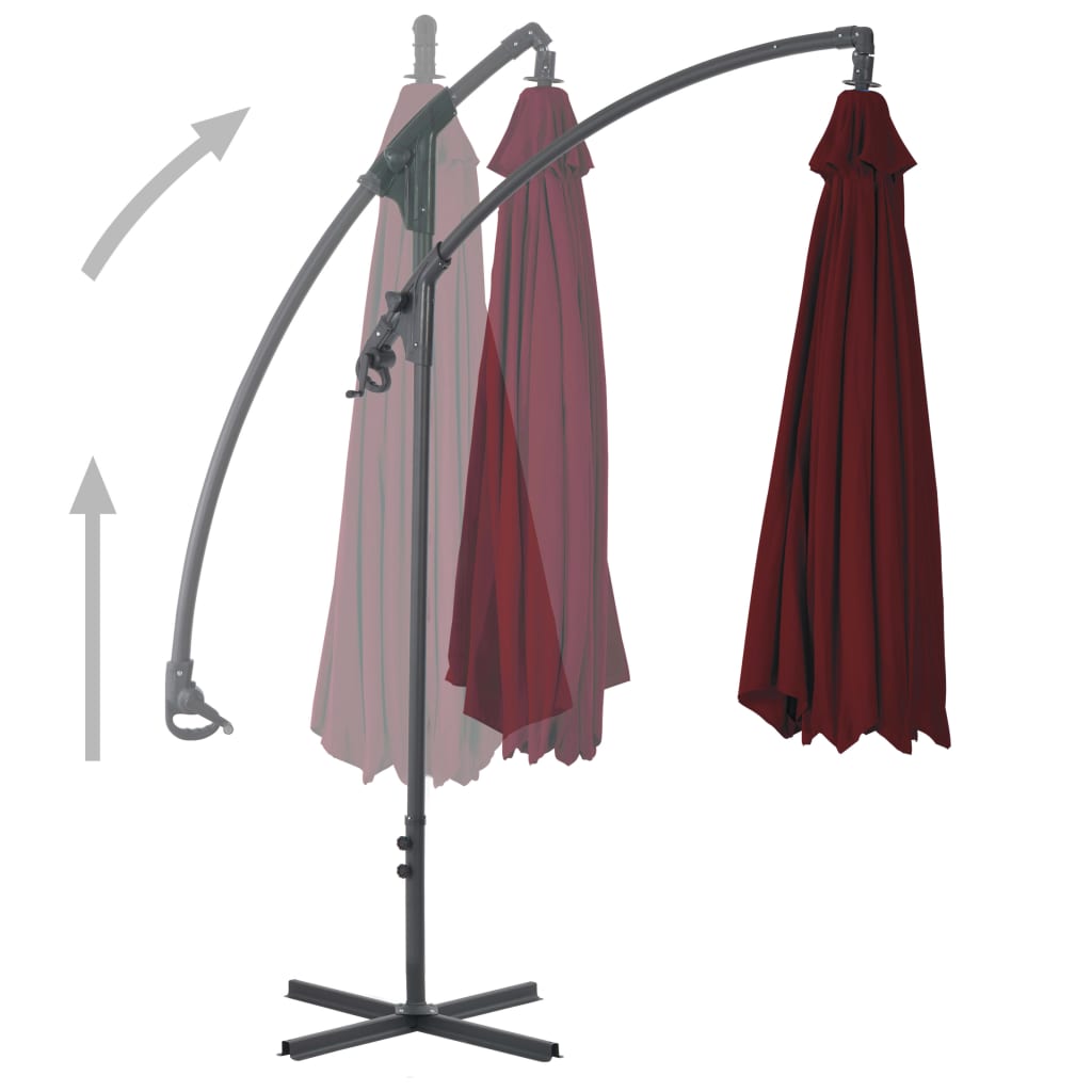 Cantilever Umbrella with Steel Pole 250x250 cm Wine Red- Outdoor Umbrellas & Sunshades - HomeShopIreland - Home Shop Ireland - Outdoor Umbrellas & Sunshades - Cantilever Umbrella with Steel Pole 250x250 cm Wine Red