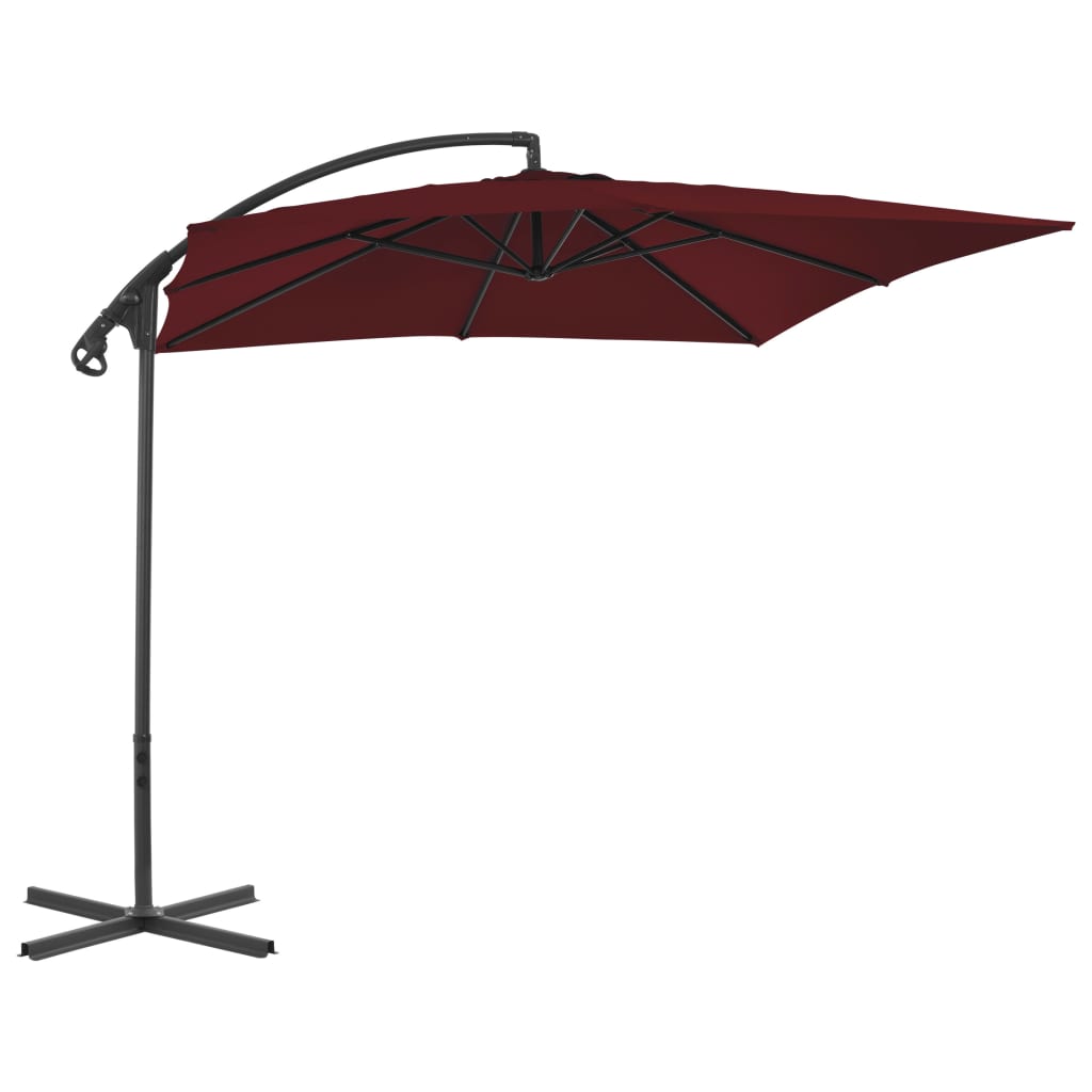 Cantilever Umbrella with Steel Pole 250x250 cm Wine Red- Outdoor Umbrellas & Sunshades - HomeShopIreland - Home Shop Ireland - Outdoor Umbrellas & Sunshades - Cantilever Umbrella with Steel Pole 250x250 cm Wine Red