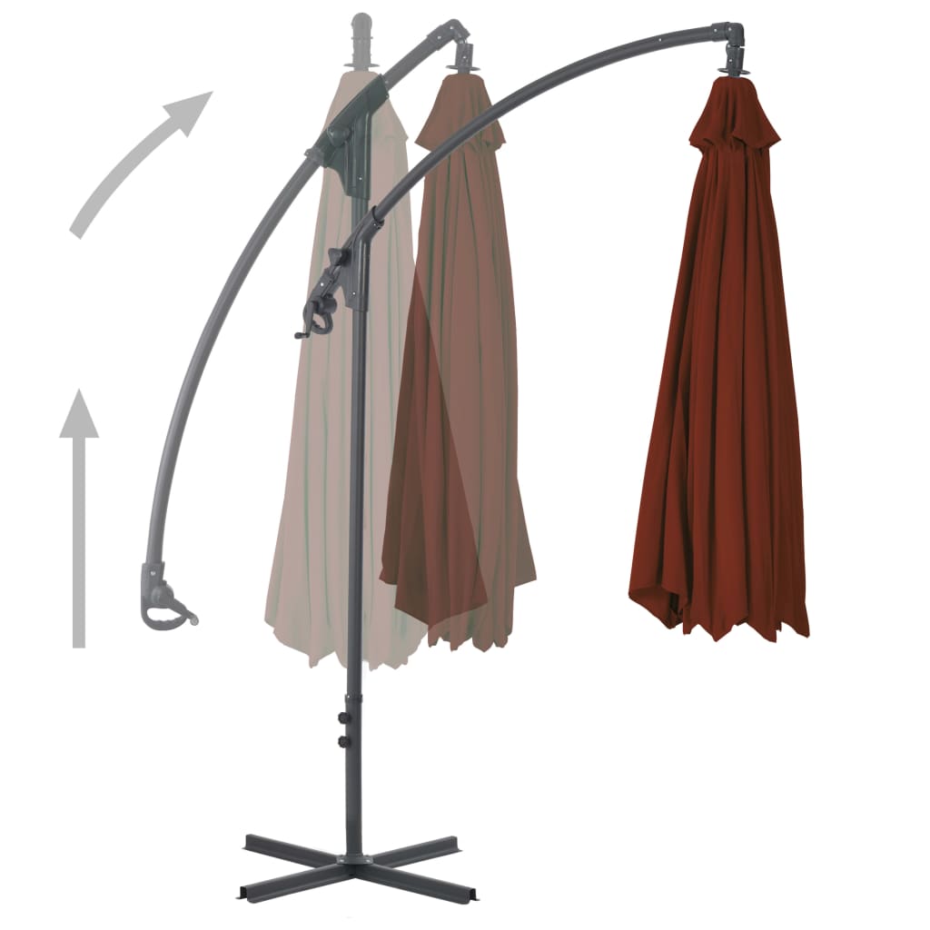 Cantilever Umbrella with Steel Pole 250x250 cm Terracotta- Outdoor Umbrellas & Sunshades - HomeShopIreland - Home Shop Ireland - Outdoor Umbrellas & Sunshades - Cantilever Umbrella with Steel Pole 250x250 cm Terracotta