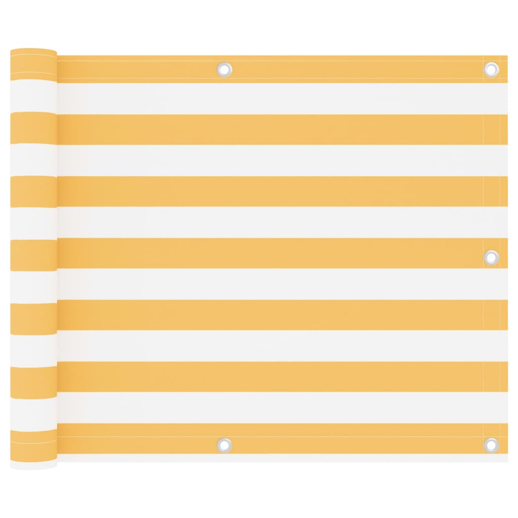 Balcony Screen White and Yellow 75x600 cm Oxford Fabric- Outdoor Umbrellas & Sunshades - HomeShopIreland - Home Shop Ireland - Outdoor Umbrellas & Sunshades - Balcony Screen White and Yellow 75x600 cm Oxford Fabric