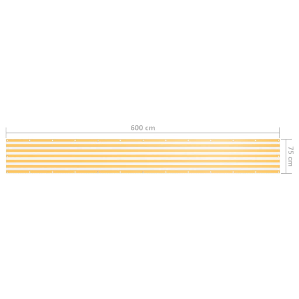 Balcony Screen White and Yellow 75x600 cm Oxford Fabric- Outdoor Umbrellas & Sunshades - HomeShopIreland - Home Shop Ireland - Outdoor Umbrellas & Sunshades - Balcony Screen White and Yellow 75x600 cm Oxford Fabric