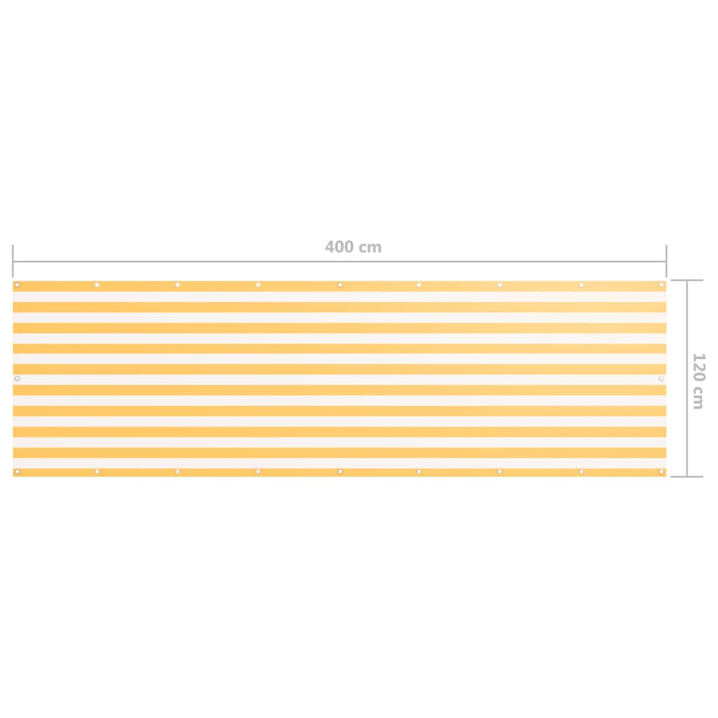 Balcony Screen White and Yellow 120x400 cm Oxford Fabric- Outdoor Umbrellas & Sunshades - HomeShopIreland - Home Shop Ireland - Outdoor Umbrellas & Sunshades - Balcony Screen White and Yellow 120x400 cm Oxford Fabric