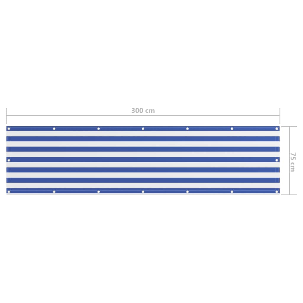 Balcony Screen White and Blue 75x300 cm Oxford Fabric- Outdoor Umbrellas & Sunshades - HomeShopIreland - Home Shop Ireland - Outdoor Umbrellas & Sunshades - Balcony Screen White and Blue 75x300 cm Oxford Fabric