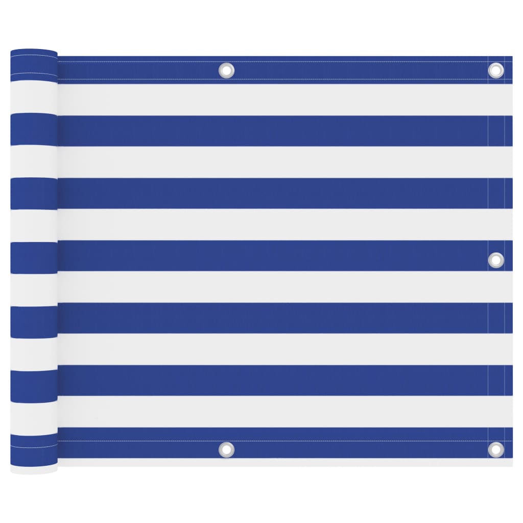 Balcony Screen White and Blue 75x500 cm Oxford Fabric- Outdoor Umbrellas & Sunshades - HomeShopIreland - Home Shop Ireland - Outdoor Umbrellas & Sunshades - Balcony Screen White and Blue 75x500 cm Oxford Fabric