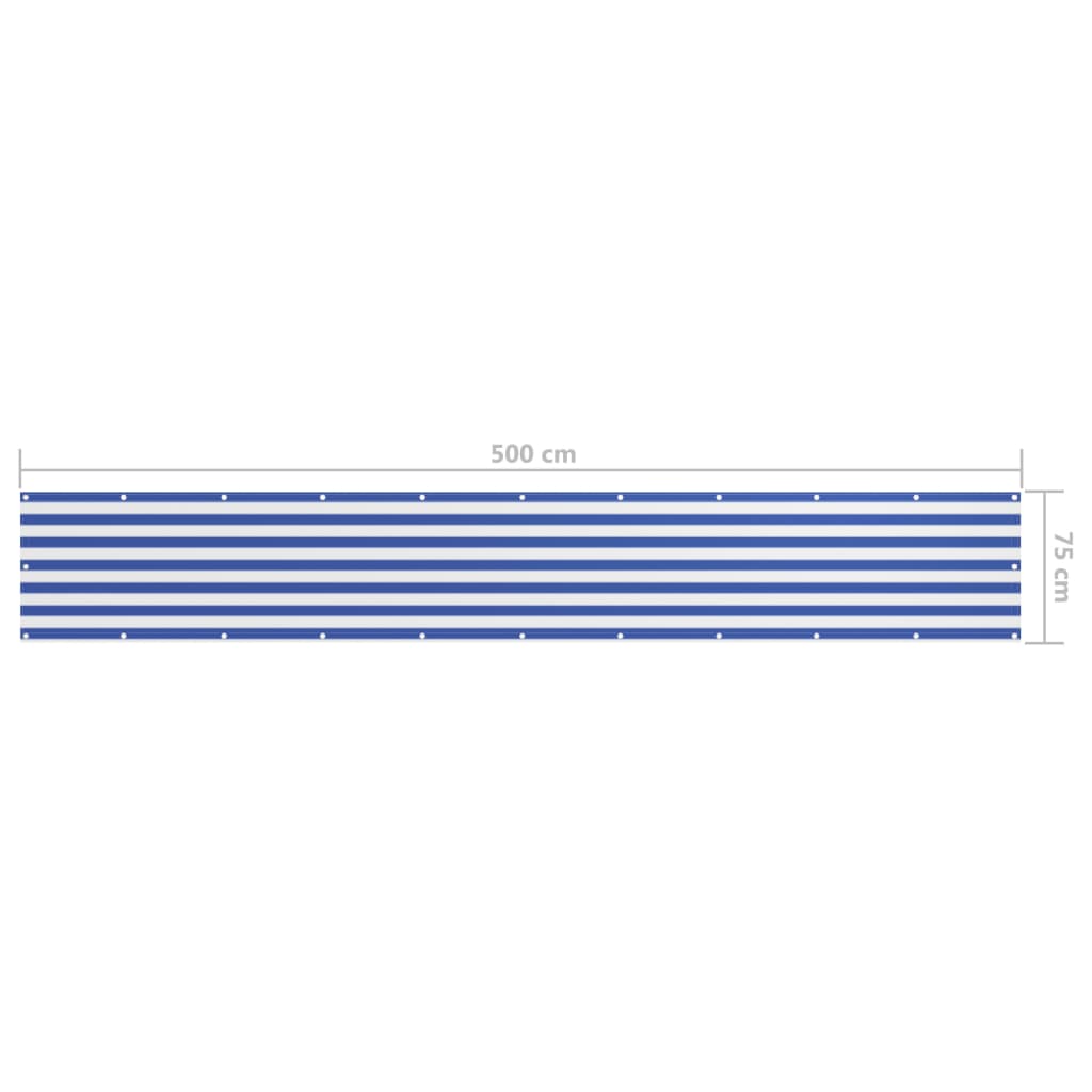 Balcony Screen White and Blue 75x500 cm Oxford Fabric- Outdoor Umbrellas & Sunshades - HomeShopIreland - Home Shop Ireland - Outdoor Umbrellas & Sunshades - Balcony Screen White and Blue 75x500 cm Oxford Fabric