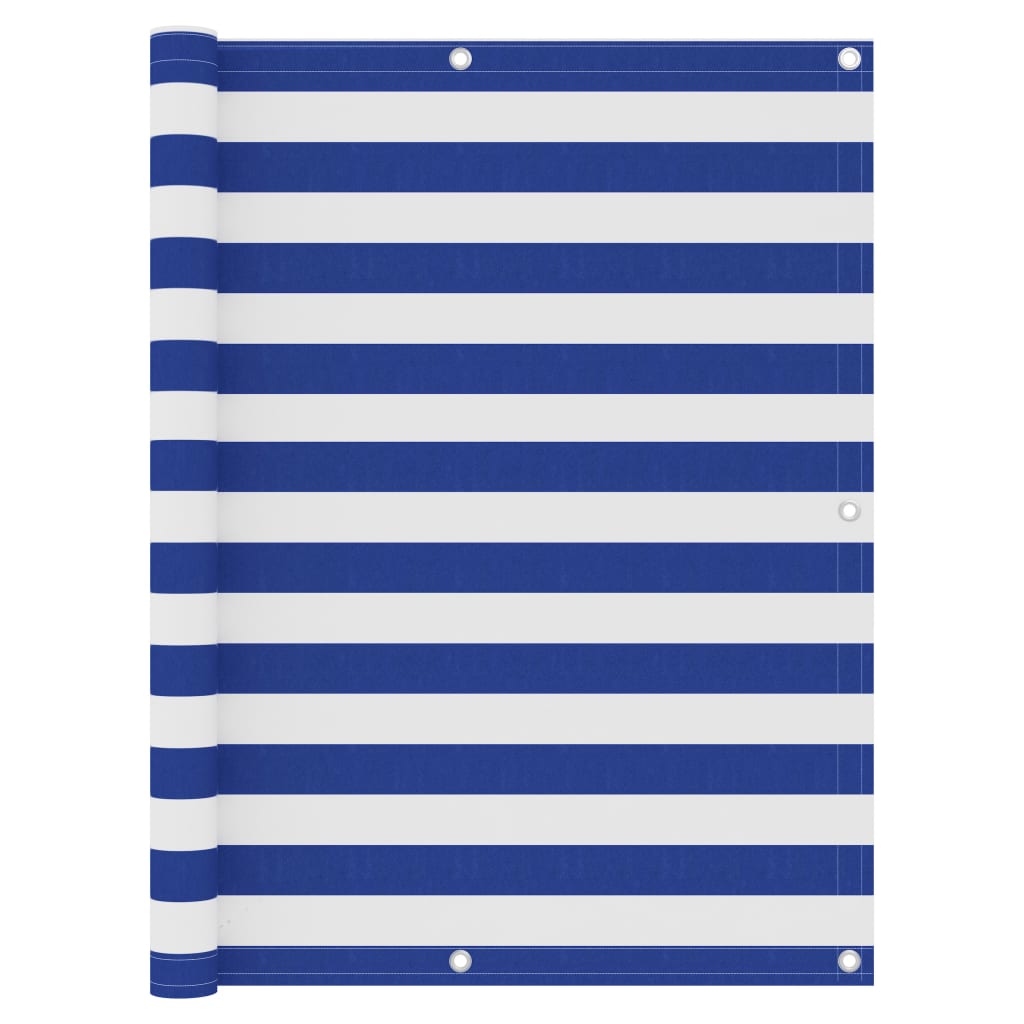 Balcony Screen White and Blue 120x600 cm Oxford Fabric- Outdoor Umbrellas & Sunshades - HomeShopIreland - Home Shop Ireland - Outdoor Umbrellas & Sunshades - Balcony Screen White and Blue 120x600 cm Oxford Fabric