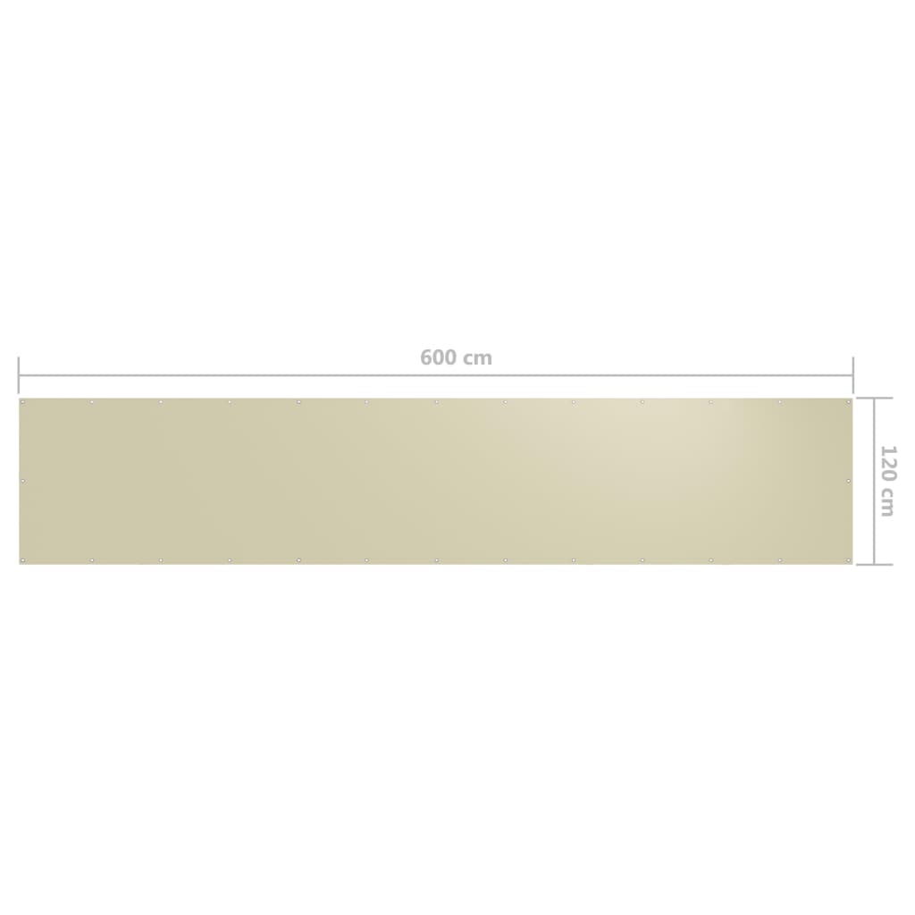 Balcony Screen Cream 120x600 cm Oxford Fabric- Outdoor Umbrellas & Sunshades - HomeShopIreland - Home Shop Ireland - Outdoor Umbrellas & Sunshades - Balcony Screen Cream 120x600 cm Oxford Fabric