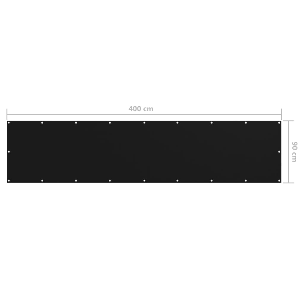 Balcony Screen Black 90x400 cm Oxford Fabric- Outdoor Umbrellas & Sunshades - HomeShopIreland - Home Shop Ireland - Outdoor Umbrellas & Sunshades - Balcony Screen Black 90x400 cm Oxford Fabric