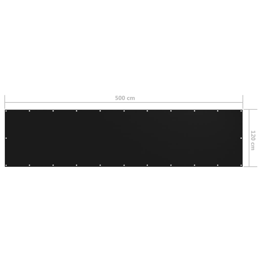 Balcony Screen Black 120x500 cm Oxford Fabric- Outdoor Umbrellas & Sunshades - HomeShopIreland - Home Shop Ireland - Outdoor Umbrellas & Sunshades - Balcony Screen Black 120x500 cm Oxford Fabric