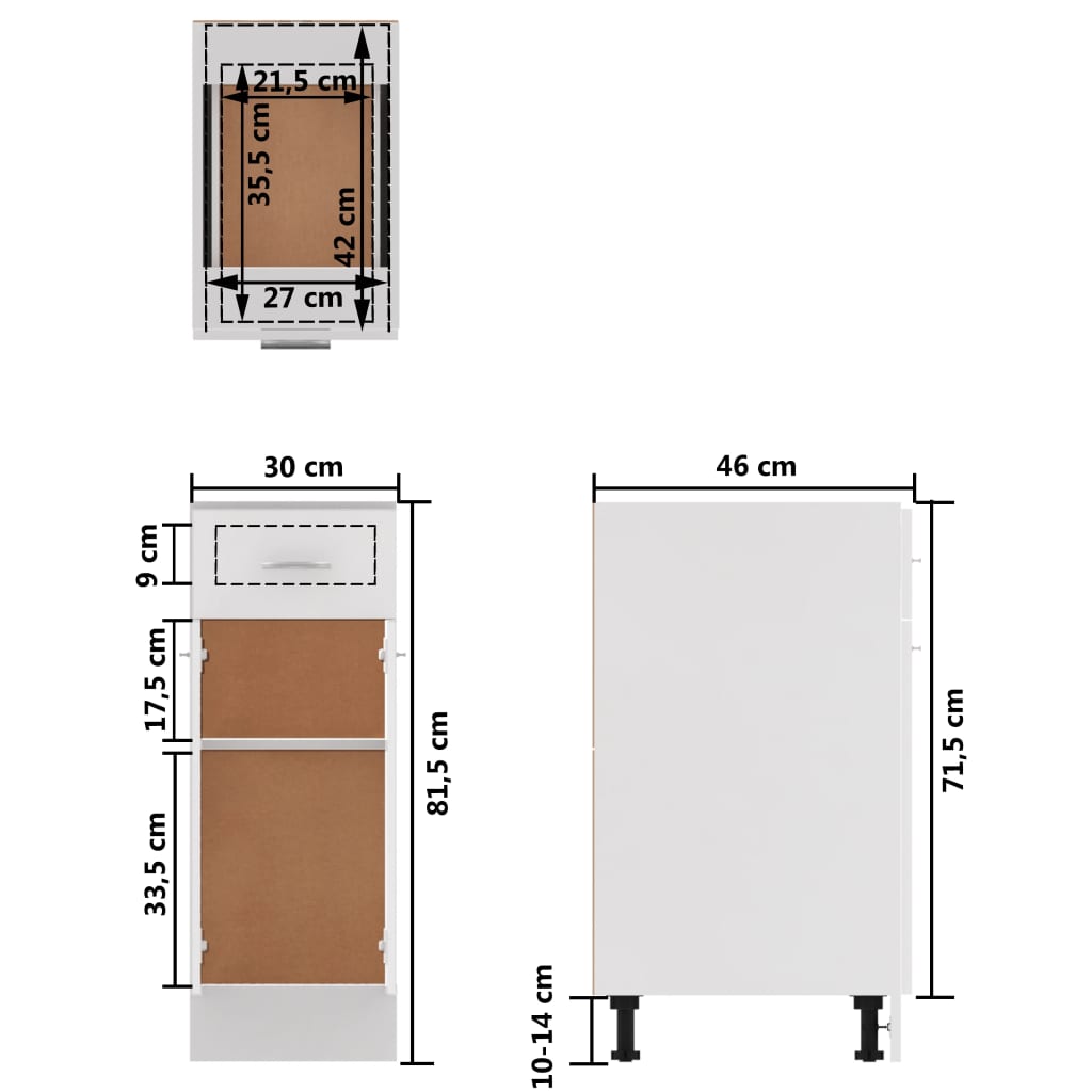 Drawer Bottom Cabinet White 30x46x81.5 cm Chipboard- Kitchen Cabinets - HomeShopIreland - Home Shop Ireland - Kitchen Cabinets - Drawer Bottom Cabinet White 30x46x81.5 cm Chipboard