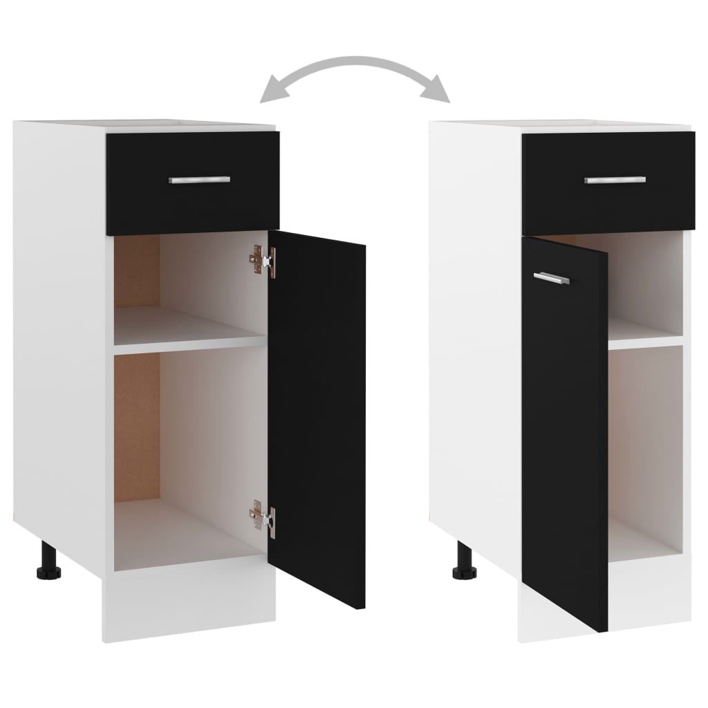 Drawer Bottom Cabinet Black 30x46x81.5 cm Chipboard- Kitchen Cabinets - HomeShopIreland - Home Shop Ireland - Kitchen Cabinets - Drawer Bottom Cabinet Black 30x46x81.5 cm Chipboard