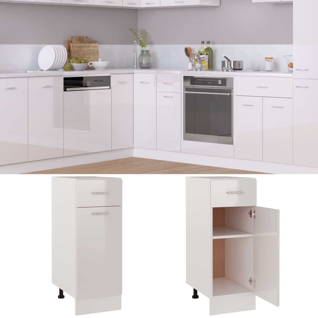 Drawer Bottom Cabinet High Gloss White 30x46x81.5 cm Chipboard- Kitchen Cabinets - HomeShopIreland - Home Shop Ireland - Kitchen Cabinets - Drawer Bottom Cabinet High Gloss White 30x46x81.5 cm Chipboard