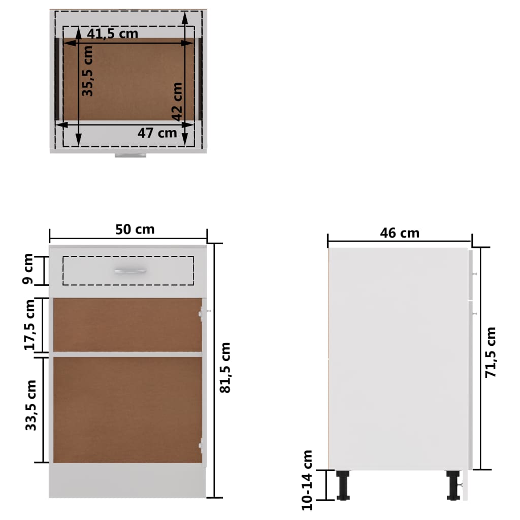 Drawer Bottom Cabinet White 50x46x81.5 cm Chipboard- Kitchen Cabinets - HomeShopIreland - Home Shop Ireland - Kitchen Cabinets - Drawer Bottom Cabinet White 50x46x81.5 cm Chipboard