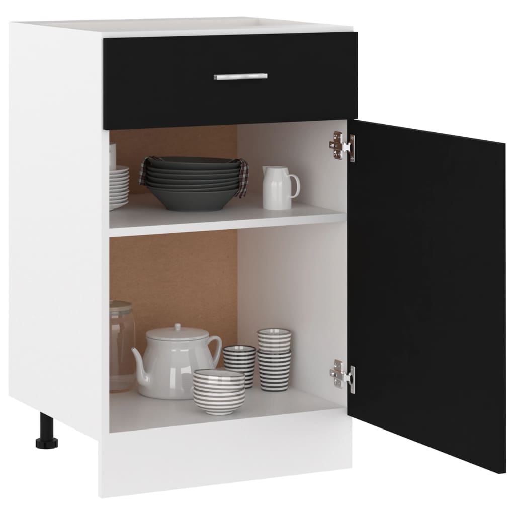 Drawer Bottom Cabinet Black 50x46x81.5 cm Chipboard- Kitchen Cabinets - HomeShopIreland - Home Shop Ireland - Kitchen Cabinets - Drawer Bottom Cabinet Black 50x46x81.5 cm Chipboard