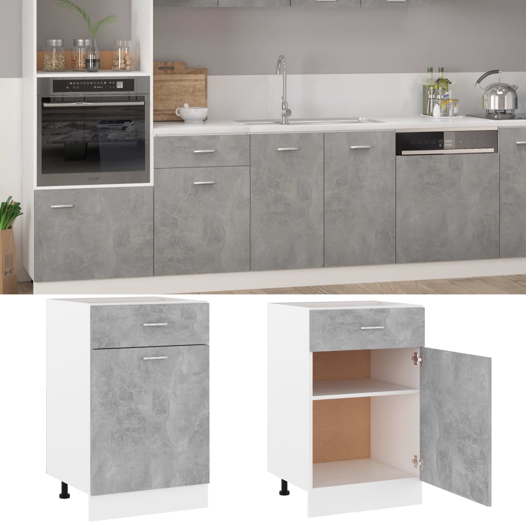 Drawer Bottom Cabinet Concrete Grey 50x46x81.5 cm Chipboard- Kitchen Cabinets - HomeShopIreland - Home Shop Ireland - Kitchen Cabinets - Drawer Bottom Cabinet Concrete Grey 50x46x81.5 cm Chipboard
