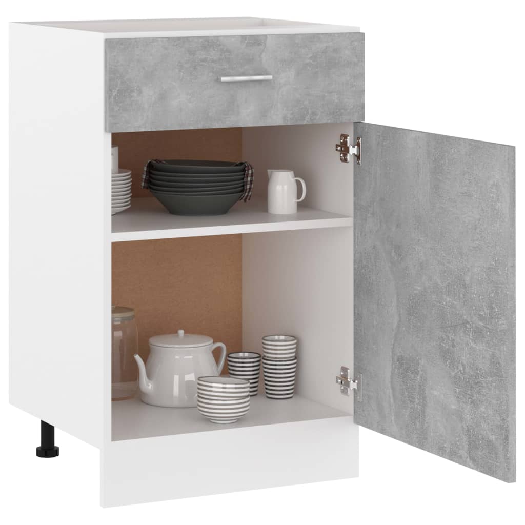 Drawer Bottom Cabinet Concrete Grey 50x46x81.5 cm Chipboard- Kitchen Cabinets - HomeShopIreland - Home Shop Ireland - Kitchen Cabinets - Drawer Bottom Cabinet Concrete Grey 50x46x81.5 cm Chipboard