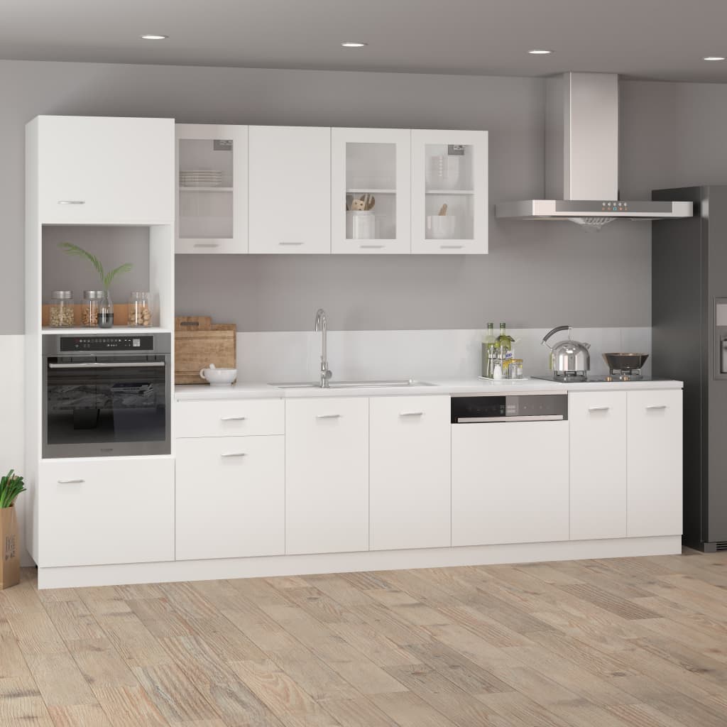 Microwave Cabinet White 60x57x207 cm Chipboard- Kitchen Cabinets - HomeShopIreland - Home Shop Ireland - Kitchen Cabinets - Microwave Cabinet White 60x57x207 cm Chipboard