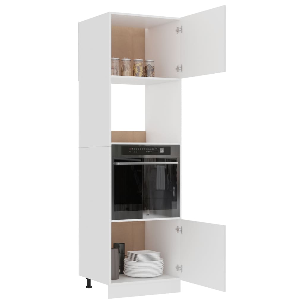 Microwave Cabinet White 60x57x207 cm Chipboard- Kitchen Cabinets - HomeShopIreland - Home Shop Ireland - Kitchen Cabinets - Microwave Cabinet White 60x57x207 cm Chipboard