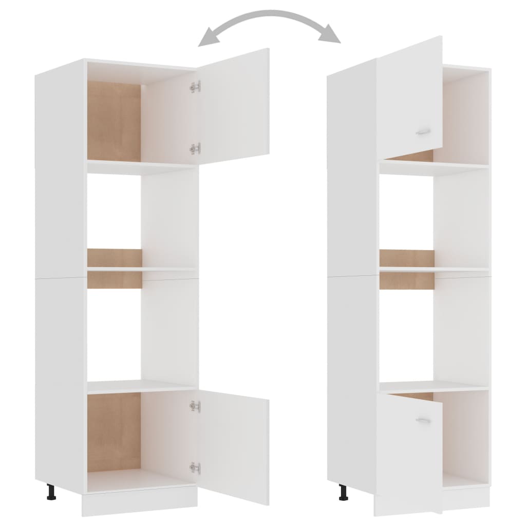 Microwave Cabinet White 60x57x207 cm Chipboard- Kitchen Cabinets - HomeShopIreland - Home Shop Ireland - Kitchen Cabinets - Microwave Cabinet White 60x57x207 cm Chipboard