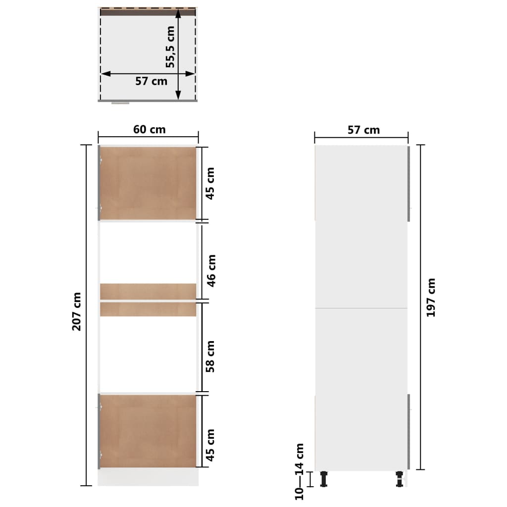 Microwave Cabinet White 60x57x207 cm Chipboard- Kitchen Cabinets - HomeShopIreland - Home Shop Ireland - Kitchen Cabinets - Microwave Cabinet White 60x57x207 cm Chipboard