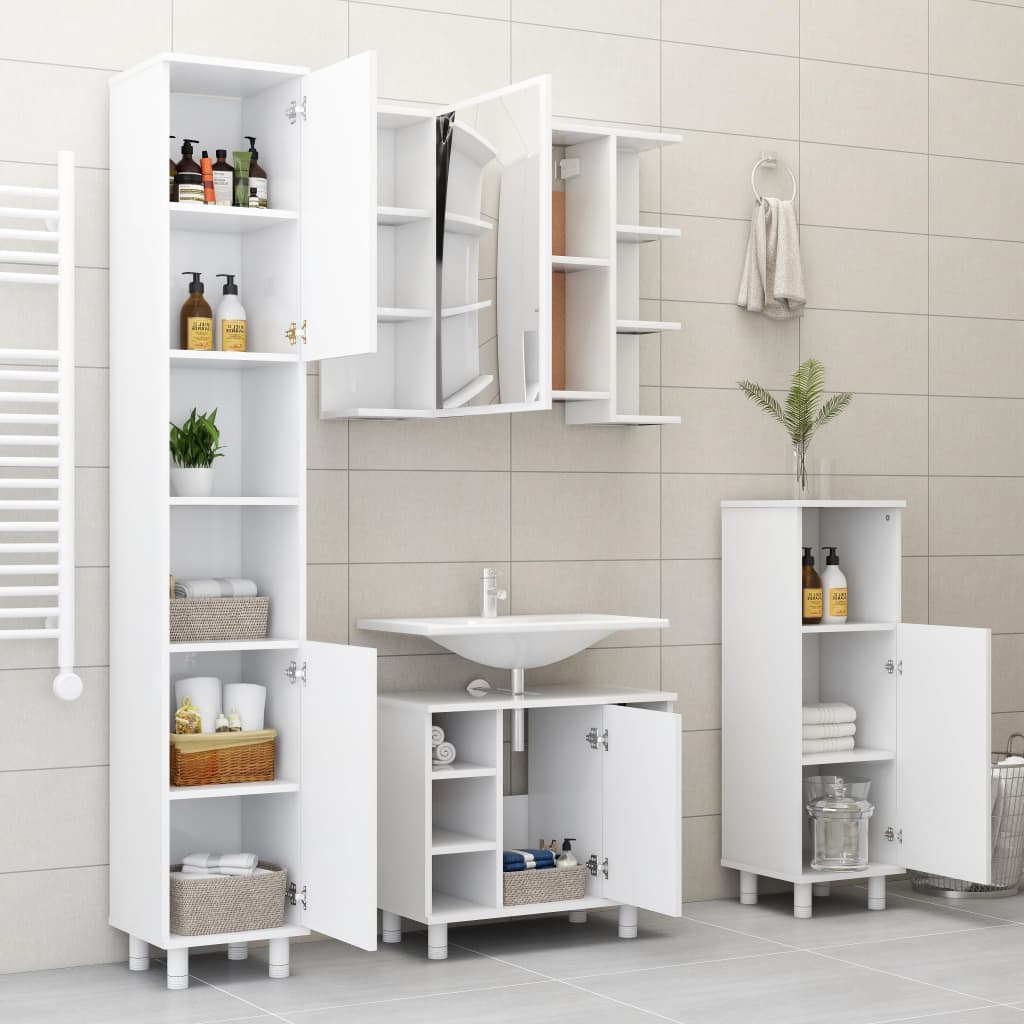Bathroom Cabinet White 30x30x95 cm Chipboard- Bathroom Furniture Sets - HomeShopIreland - Home Shop Ireland - Bathroom Furniture Sets - Bathroom Cabinet White 30x30x95 cm Chipboard