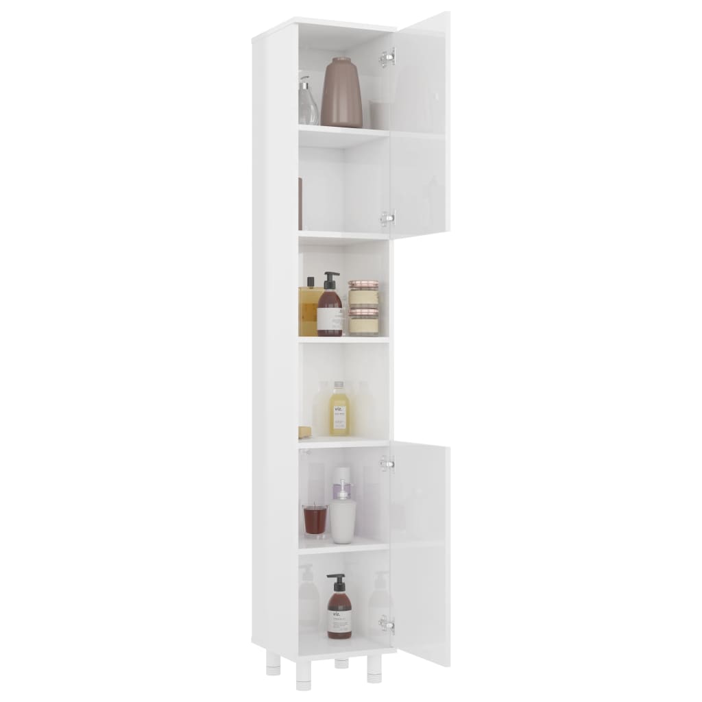 Bathroom Cabinet High Gloss White 30x30x179 cm Chipboard- Bathroom Furniture Sets - HomeShopIreland - Home Shop Ireland - Bathroom Furniture Sets - Bathroom Cabinet High Gloss White 30x30x179 cm Chipboard