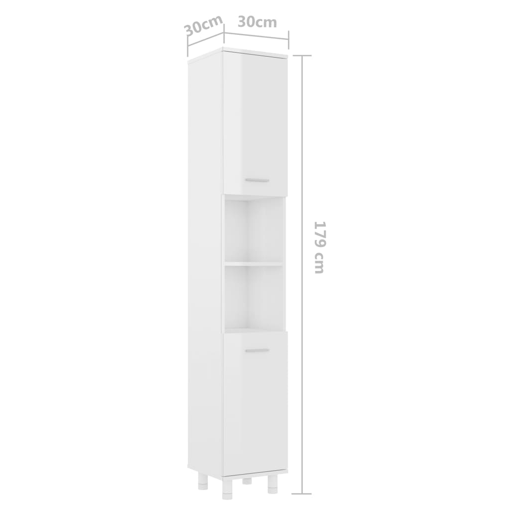 Bathroom Cabinet High Gloss White 30x30x179 cm Chipboard- Bathroom Furniture Sets - HomeShopIreland - Home Shop Ireland - Bathroom Furniture Sets - Bathroom Cabinet High Gloss White 30x30x179 cm Chipboard