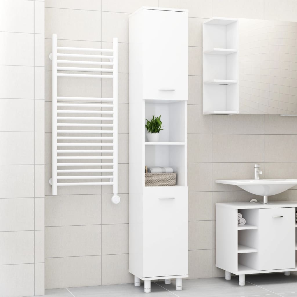 Bathroom Cabinet High Gloss White 30x30x179 cm Chipboard- Bathroom Furniture Sets - HomeShopIreland - Home Shop Ireland - Bathroom Furniture Sets - Bathroom Cabinet High Gloss White 30x30x179 cm Chipboard