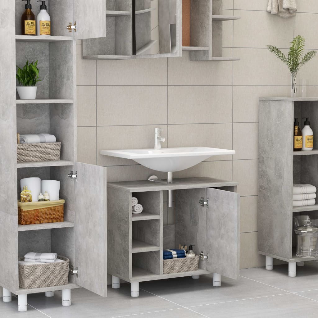 Bathroom Cabinet Concrete Grey 60x32x53.5 cm Chipboard- Bathroom Furniture Sets - HomeShopIreland - Home Shop Ireland - Bathroom Furniture Sets - Bathroom Cabinet Concrete Grey 60x32x53.5 cm Chipboard