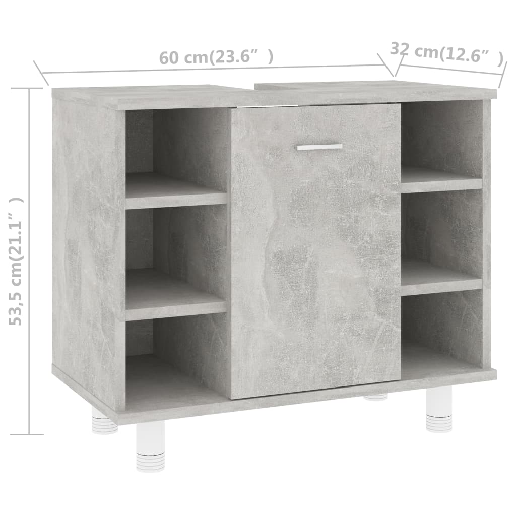 Bathroom Cabinet Concrete Grey 60x32x53.5 cm Chipboard- Bathroom Furniture Sets - HomeShopIreland - Home Shop Ireland - Bathroom Furniture Sets - Bathroom Cabinet Concrete Grey 60x32x53.5 cm Chipboard