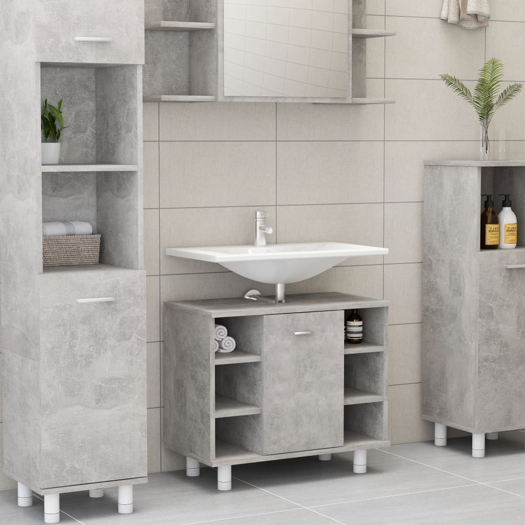 Bathroom Cabinet Concrete Grey 60x32x53.5 cm Chipboard- Bathroom Furniture Sets - HomeShopIreland - Home Shop Ireland - Bathroom Furniture Sets - Bathroom Cabinet Concrete Grey 60x32x53.5 cm Chipboard