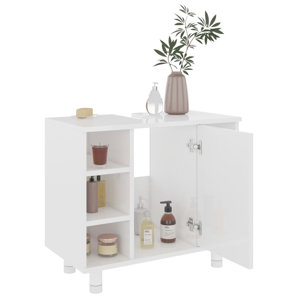 Bathroom Cabinet High Gloss White 60x32x53.5 cm Chipboard- Bathroom Furniture Sets - HomeShopIreland - Home Shop Ireland - Bathroom Furniture Sets - Bathroom Cabinet High Gloss White 60x32x53.5 cm Chipboard